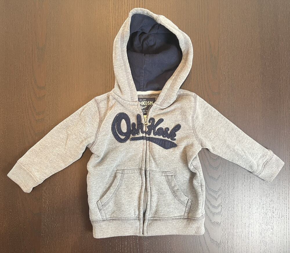 OshKosh B’gosh Baby Toddler Embroidered Logo Zip Hoodie Sweatshirt 12-18 months